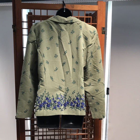 Leslie Fay stylish green and blue button-up jacket w/detailed skirts size 12 - Picture 5 of 8